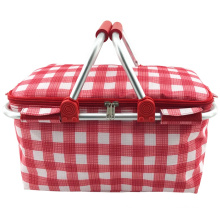 Insulated Large Size Picnic Basket 30L folding Cooler Bag Zip Closure Basket with Carrying Handles and collapsible